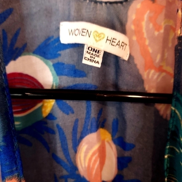 WOVEN HEART semi sheer georgette long Kimono Overpiece Poncho swimsuit c… - Picture 7 of 10